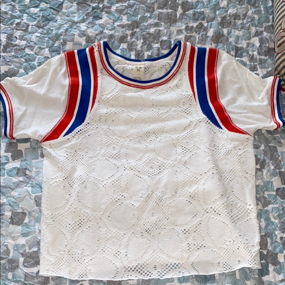 Free People White and Red Top